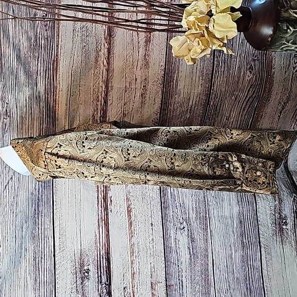 LEONARDI ITALY MEN'S GOLD BLACK LONG SLEEVE BUTTON-UP DRESS SHIRT - Picture 8 of 16